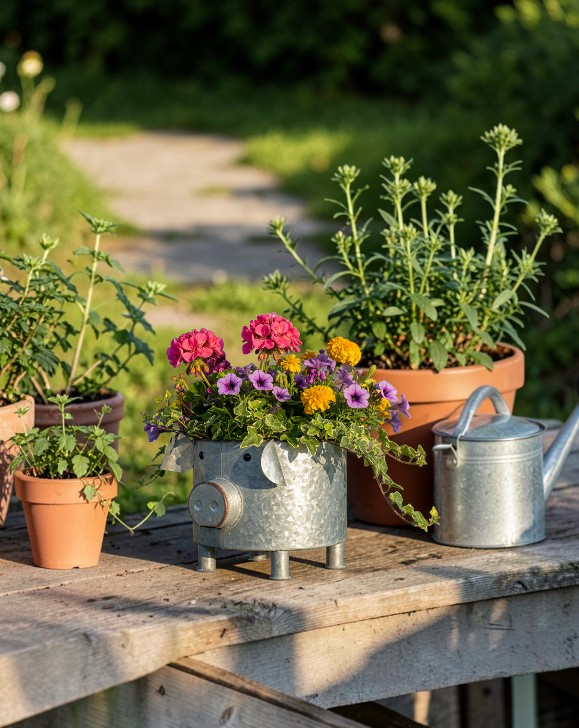 Metal Pig Planter Containers - Each - Image 5