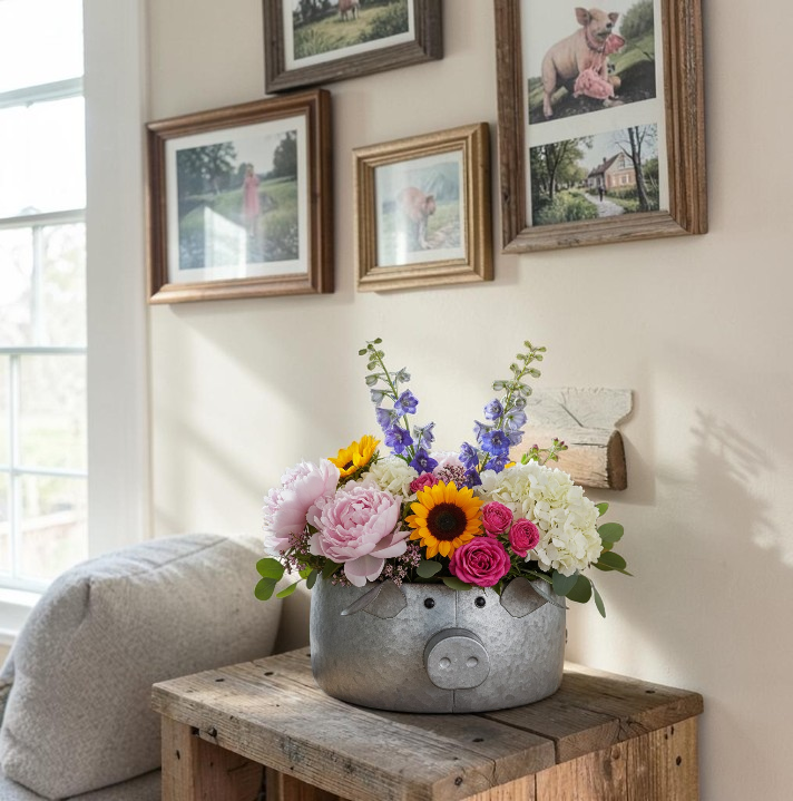 Metal Pig Planter Containers - Each - Image 3