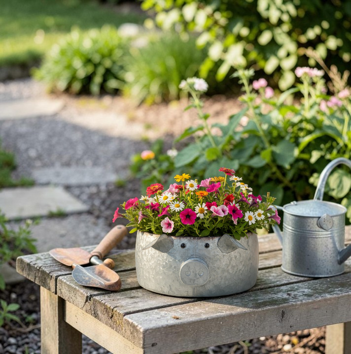 Metal Pig Planter Containers - Each - Image 7