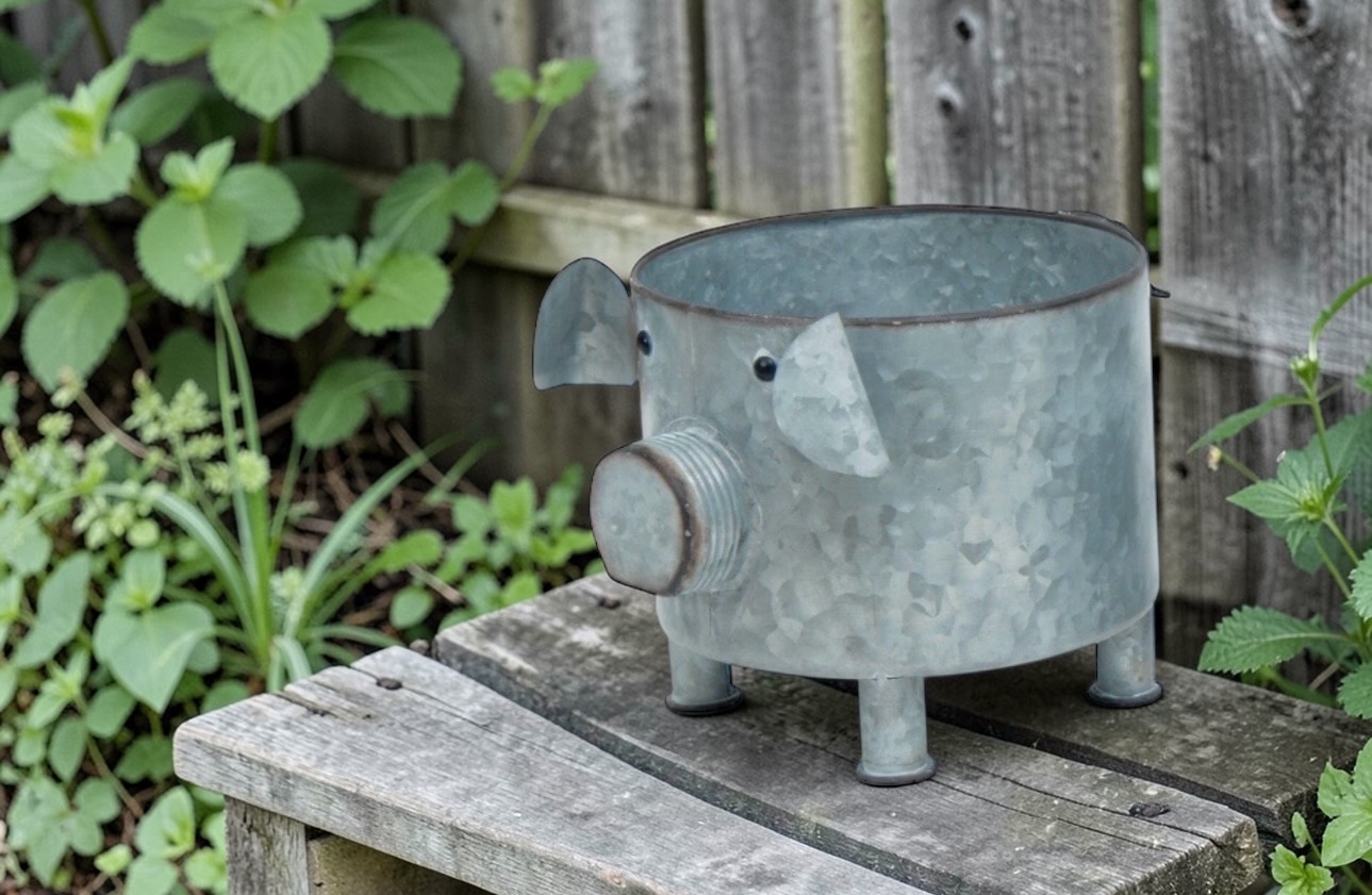 Metal Pig Planter Containers - Each - Image 4