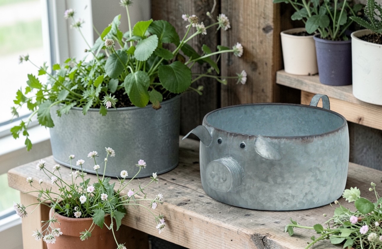 Metal Pig Planter Containers - Each - Image 6