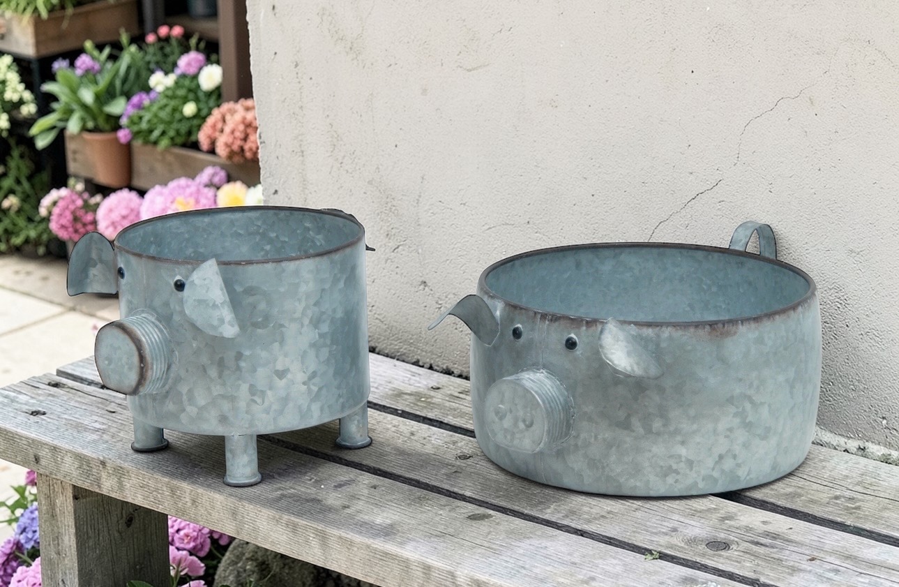 Metal Pig Planter Containers - Each - Image 2