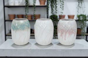 Dragonfly Embossed Porcelain Vases - Each