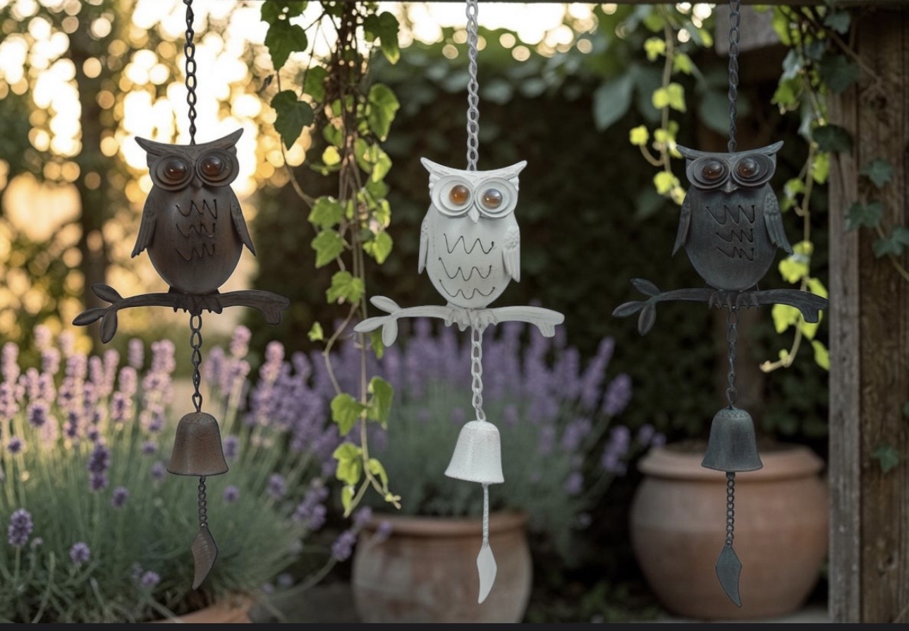 Metal Owl Wind Chimes - Each