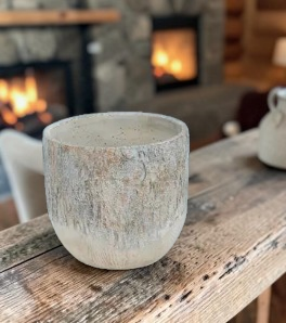 Destressed Bark Design Cement Pots - Each - Image 4