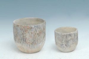 Destressed Bark Design Cement Pots - Each