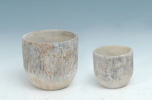 Destressed Bark Design Cement Pots - Each