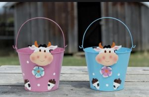 Metal Cow Planter Pot Containers - Each