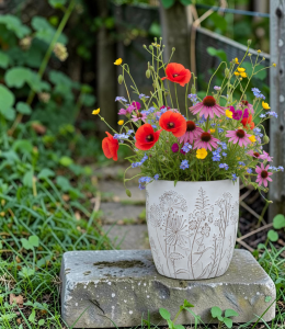 WildFlower Design Cement Pot