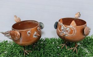 Metal Bird & Owl Flower Pots - Each