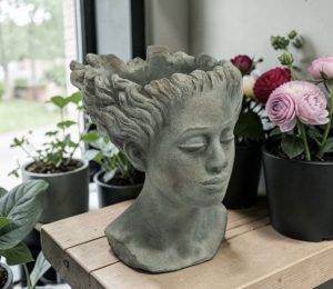 Lady in the Wind Cement Planter