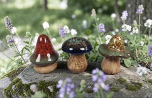 Porcelain Garden Mushrooms - Each