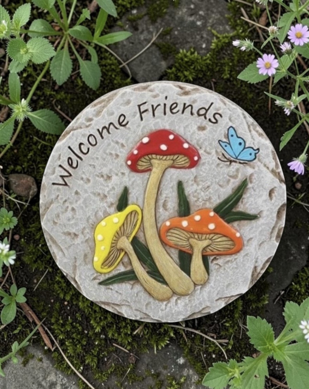 Mushrooms & Butterfly Stepping Stone/Plaque - Each - Image 5