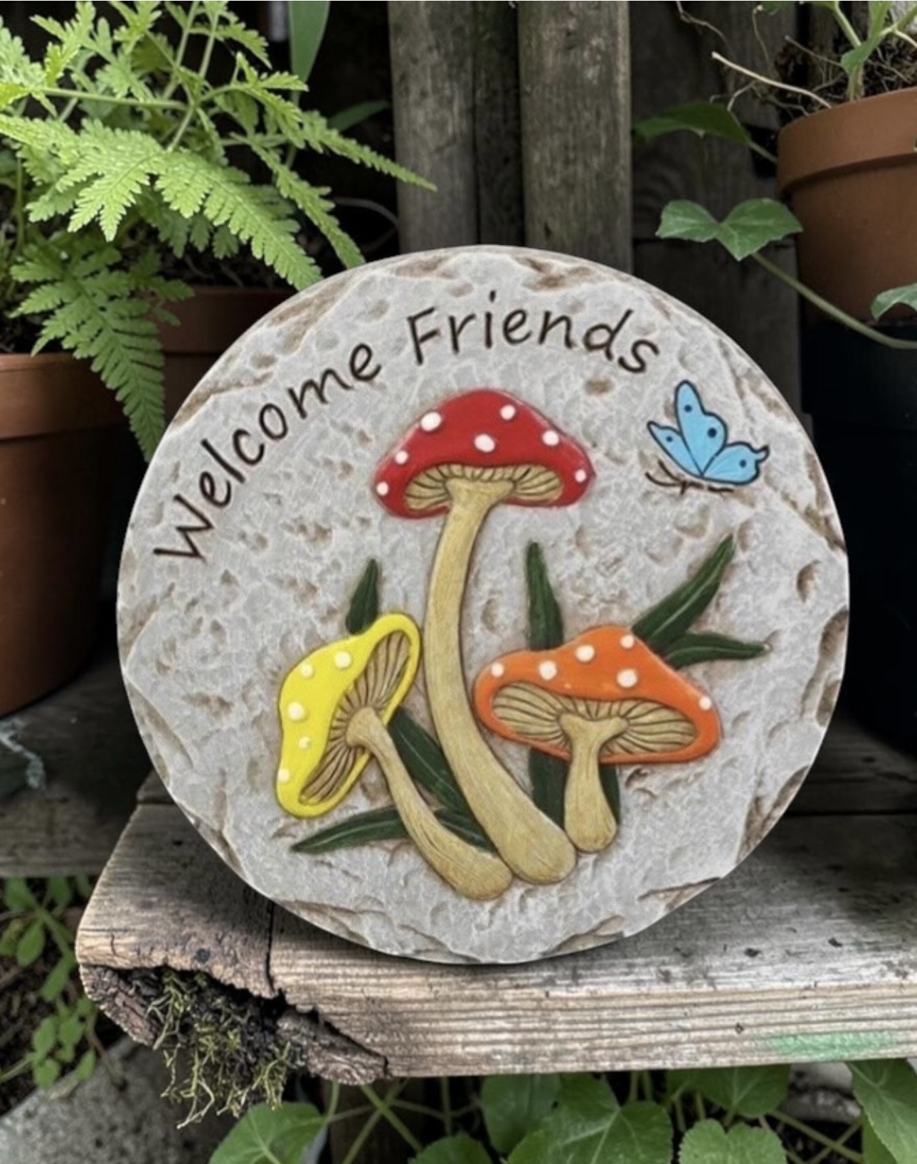 Mushrooms & Butterfly Stepping Stone/Plaque - Each - Image 7