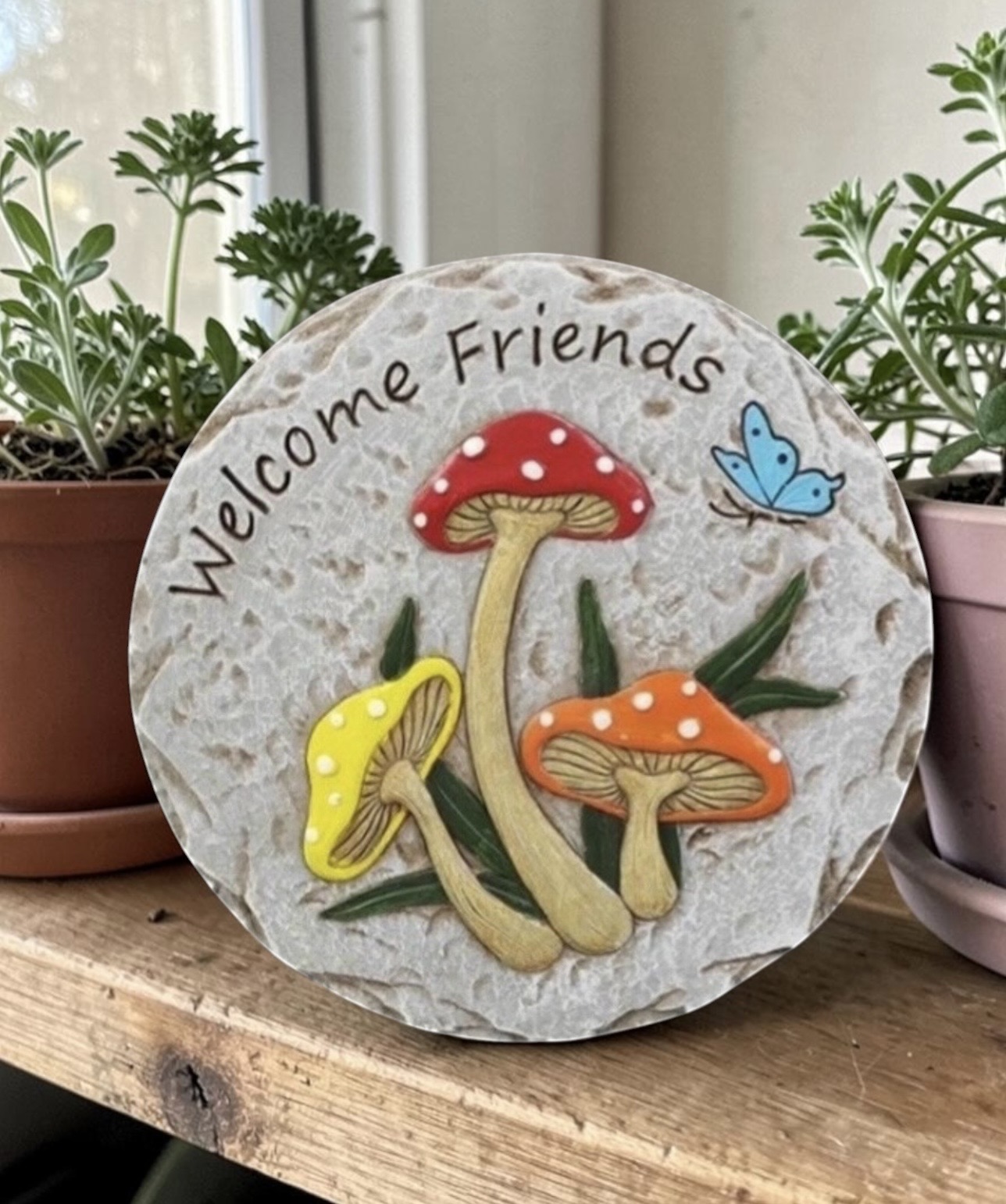 Mushrooms & Butterfly Stepping Stone/Plaque - Each - Image 3
