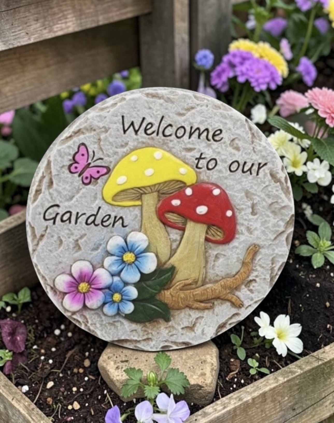 Mushrooms & Butterfly Stepping Stone/Plaque - Each - Image 6