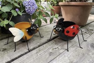 LadyBug & Bee Metal Planter Pot Containers - Each