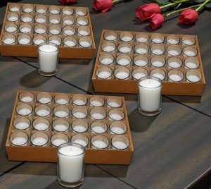 Votive Candles in Glass Cylinder, White - Case/75