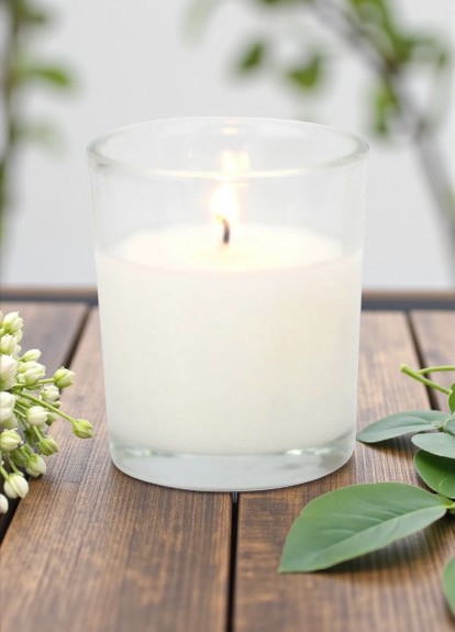 Votive Candles in Glass Cylinder, White - 25/bx