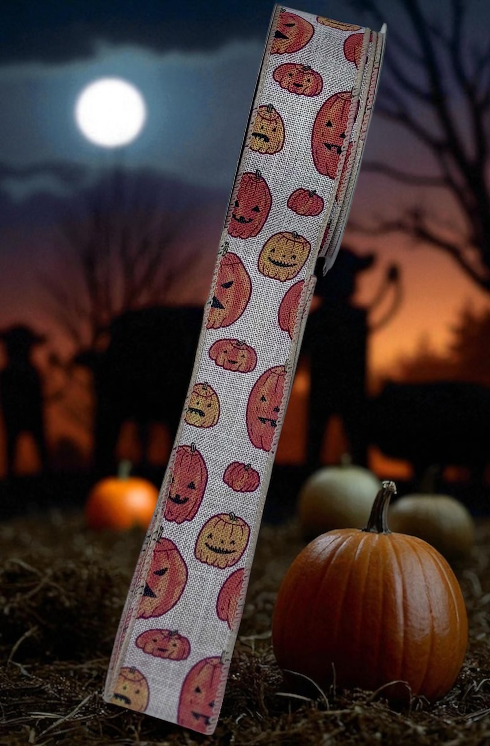 Jack-o-Lantern #9 Wired Ribbon (1.5"x10 yards) - roll