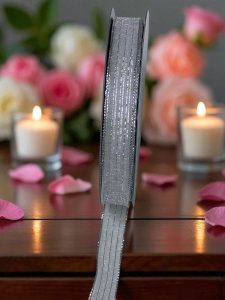 Metallic Silver Stripe Ribbon, #3 (5/8" x 50 yds.) - roll