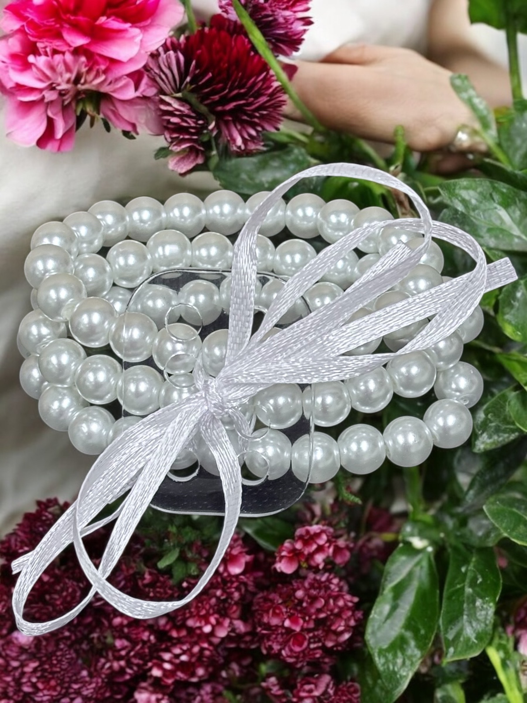 3 Row Classic Pearl Wristlets - Image 2