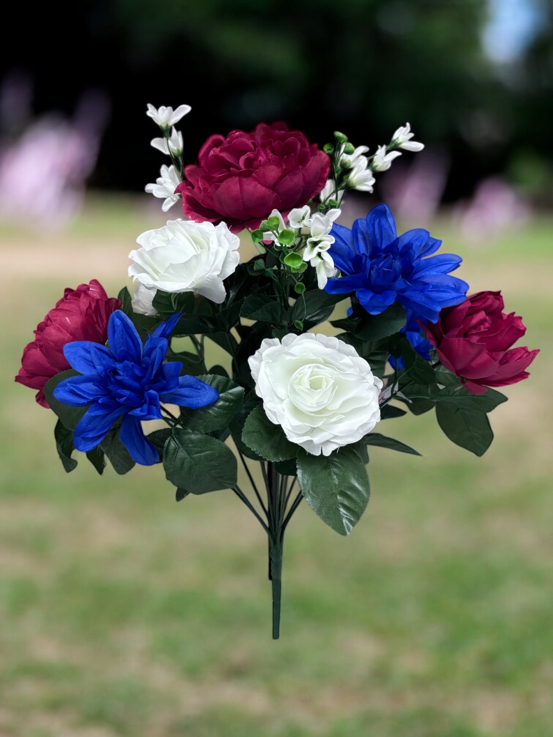 Red/White/Blue Mixed Flowers Bush - Image 2