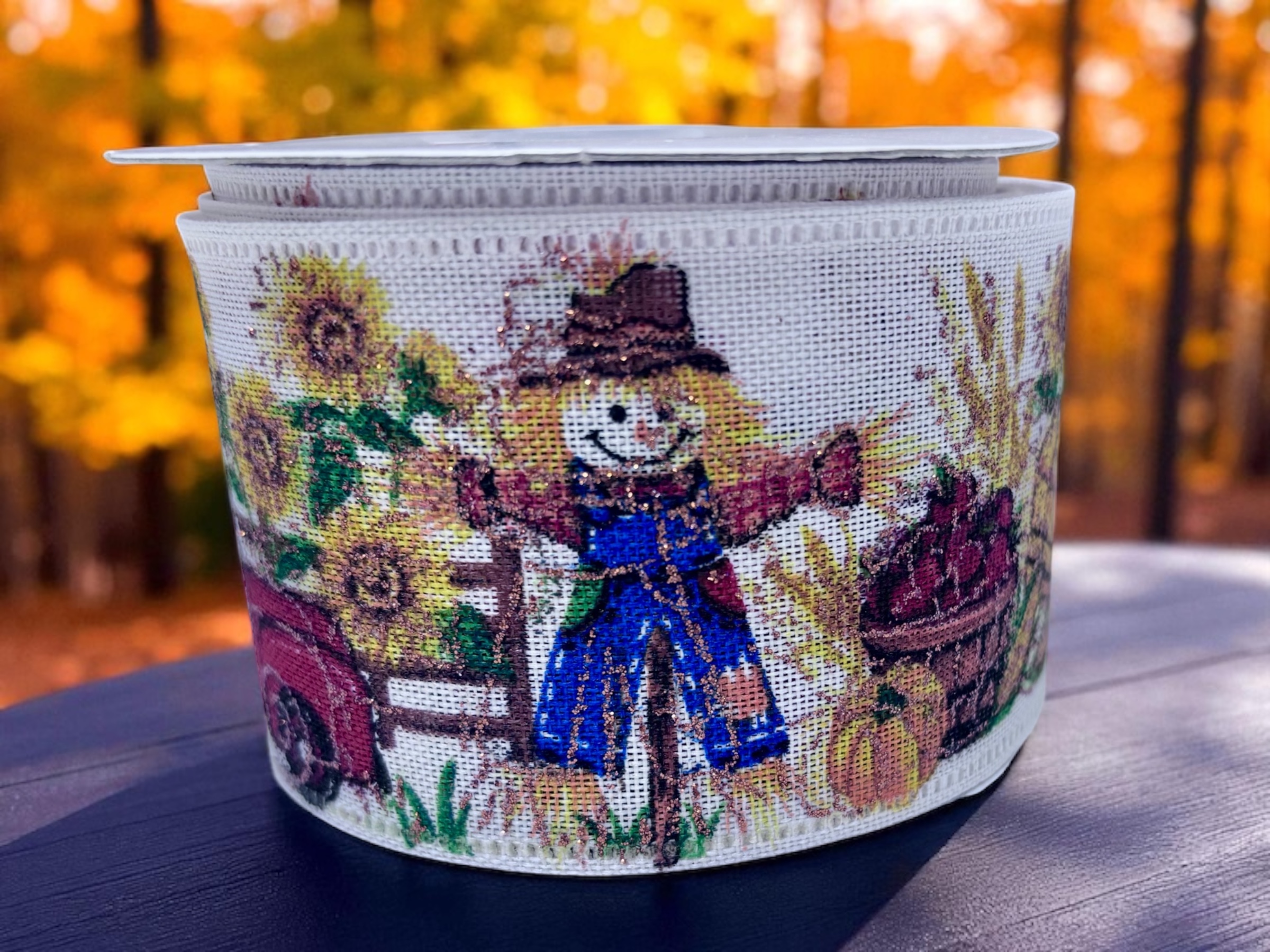 Scarecrow Harvest #40 Wired Ribbon (2.5" x 10 yards) - roll - Image 2