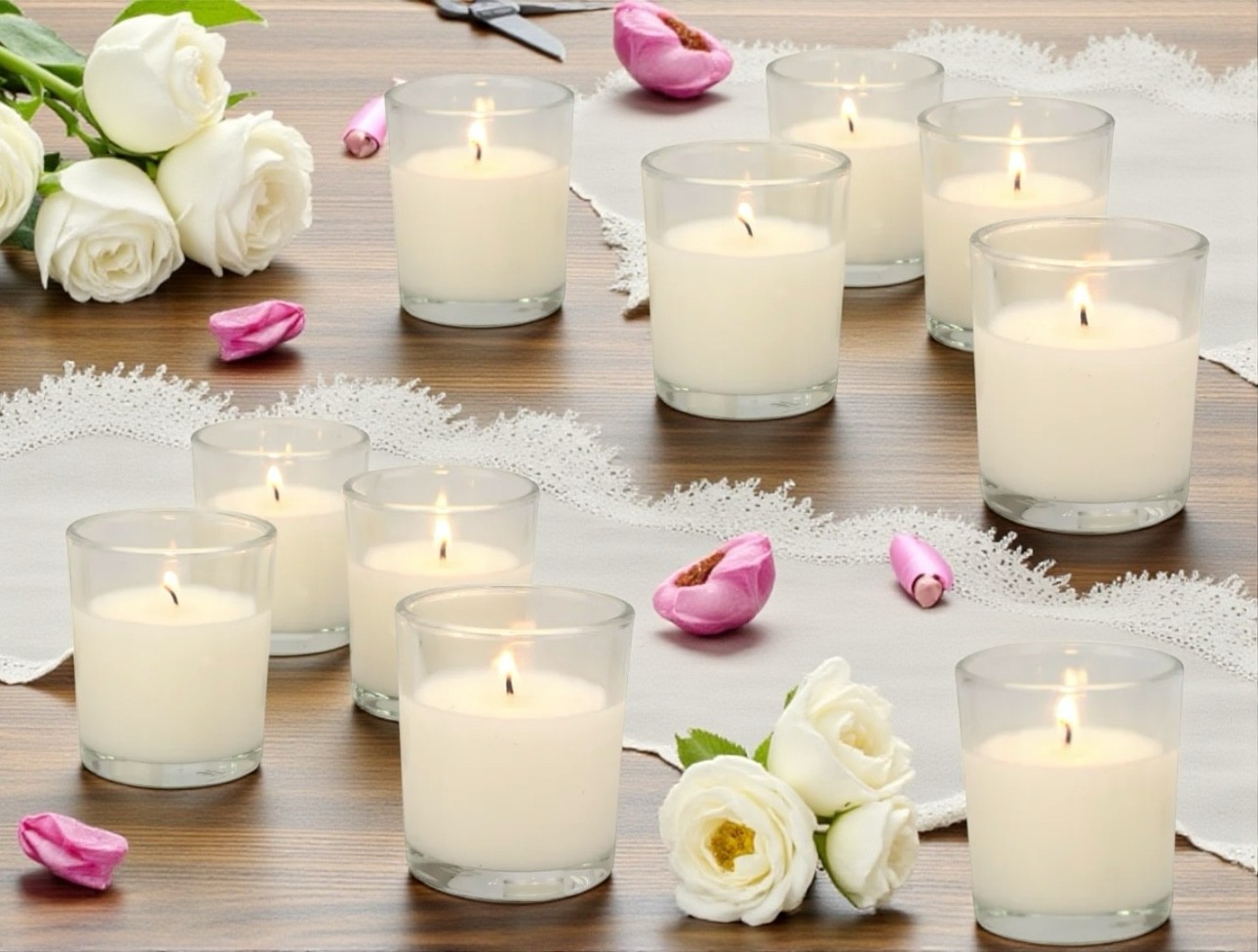 Votive Candles in Glass Cylinder, Ivory - Case/75 - Image 3