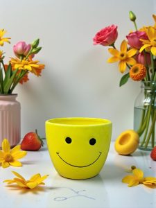 4.5" Yellow Smiley Face Container - Each