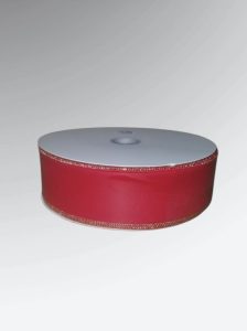 Velvet #40 Wired Ribbon (2.5″ x 50 yards) – roll - HOLIDAY RED / GOLD EDGE