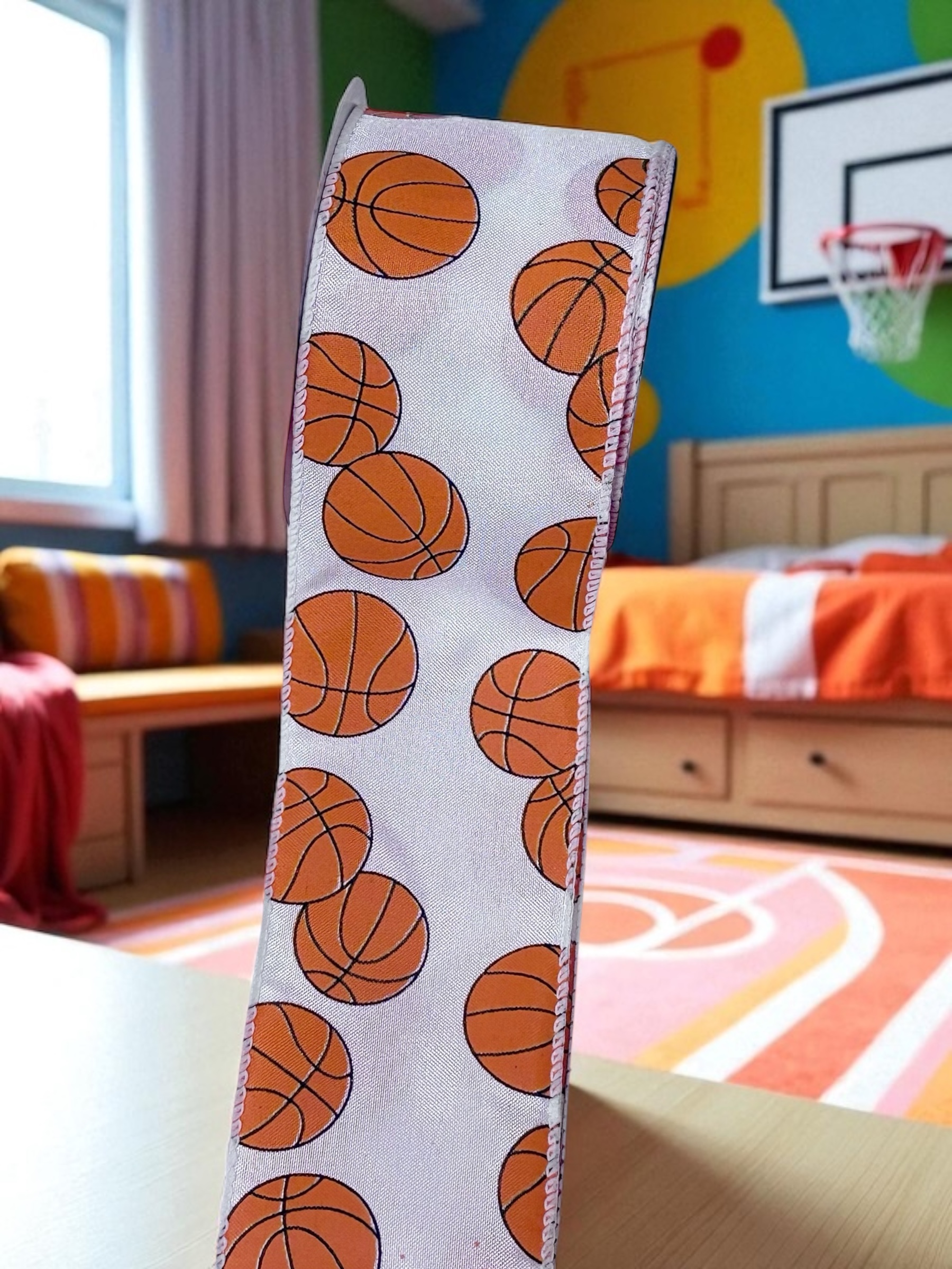 Basketball #40 Wired Ribbon (2.5″ x 10 yards) – roll - Image 2