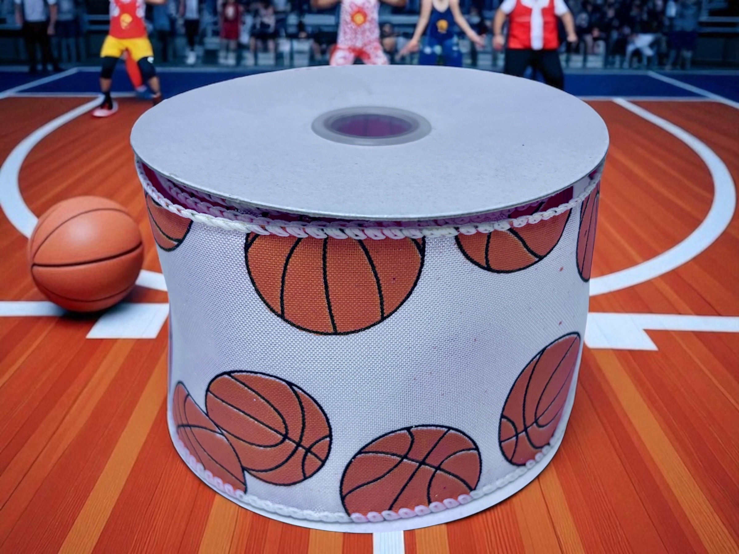 Basketball #40 Wired Ribbon (2.5″ x 10 yards) – roll