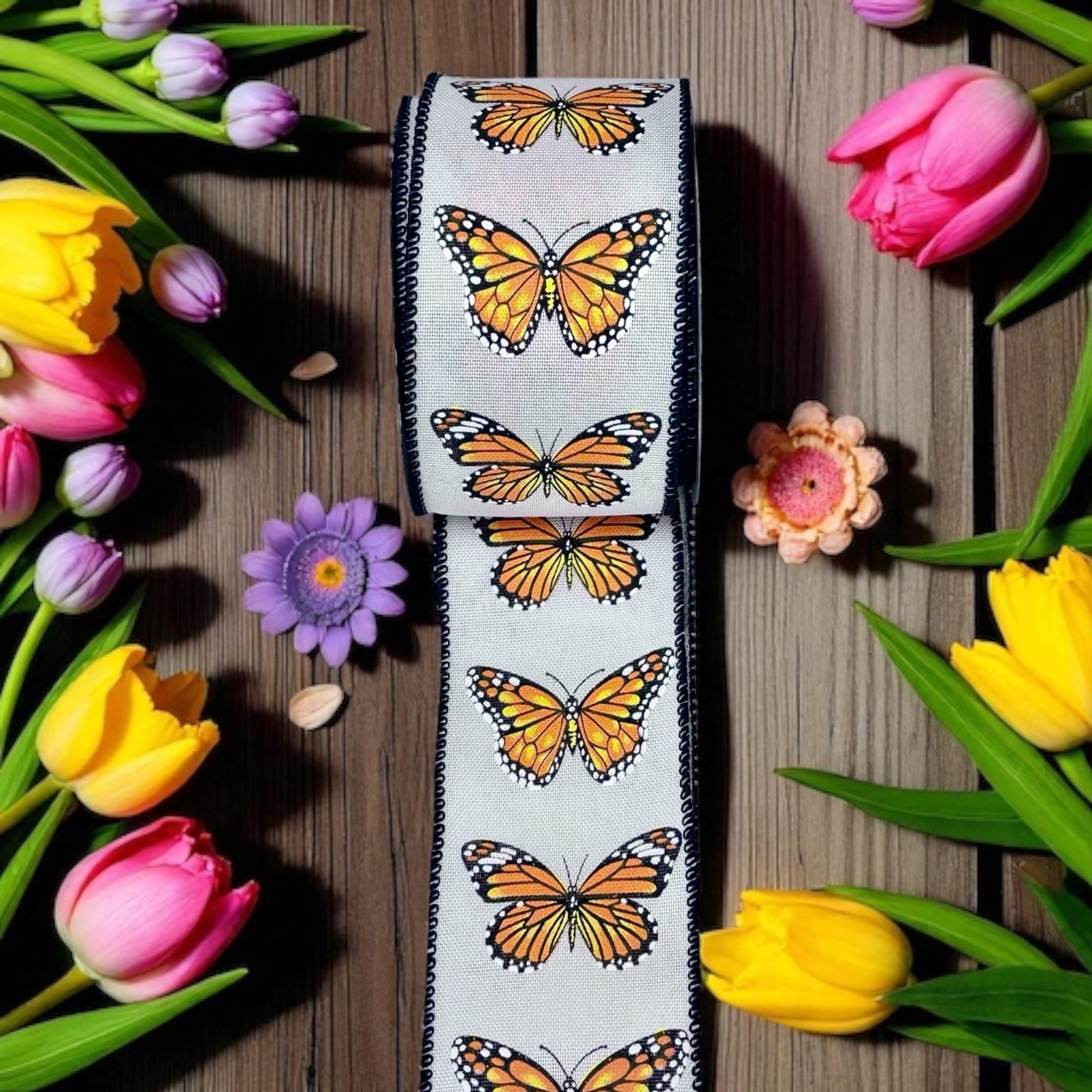 2 Butterfly Ribbons Butterfly #40 Wired Ribbon (2.5″ x 10 yards) – roll - Schroth Wholesale ...