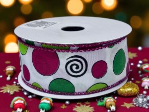 Dots & Swirls #9 Wired Ribbon (1.5″ x 10 yds.) - roll